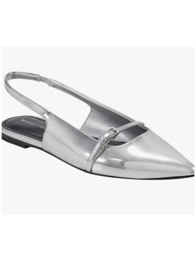 Marc Fisher Elelyn Silver Metallic Pointed Toe Slingback Flats Size 7.5